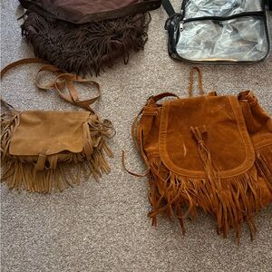 Fringe Suede Tan Crossbody Bag